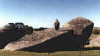 Heather standing on fallen menhir